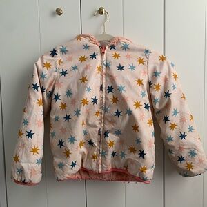 Hanna Andersson Girls Star Pink Faux Fur Reversible Jacket Coat‎ Size 6-7